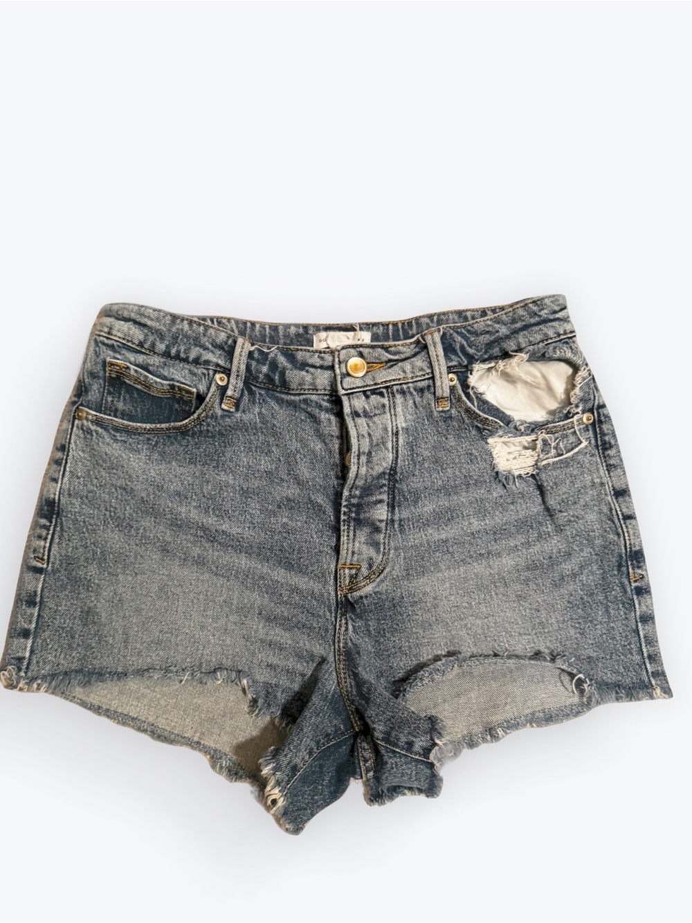 Good American Distressed High-Rise Jean Shorts